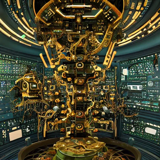 Prompt: beautiful photo painting of a highly intricately detailed cybernetic symbiosis of a wall of bonsai tree computer motherboards and a charles babbage analytical engine in a room, network room fine wiring, in a room by sparth and jeff simpson and, photo, photo real, octane render, vray, ambient occlusion, 3 point portrait lighting, nixie tubes