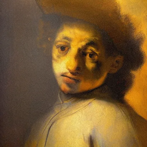 Prompt: surrealist portrait of a young man by rembrandt