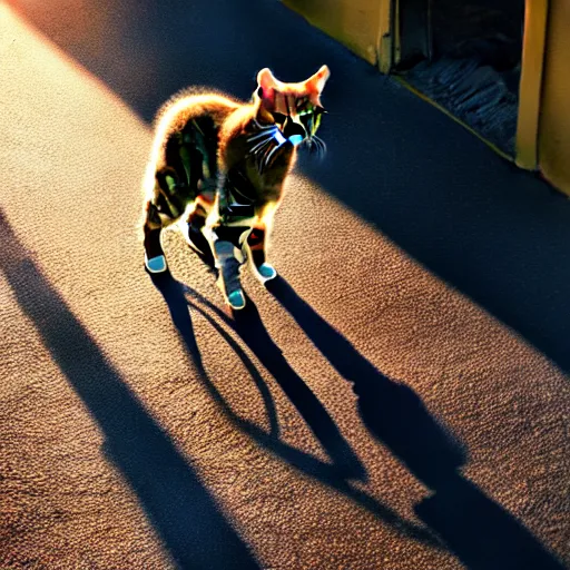 Prompt: cat using bicycle, photo realistic, realistic lighting, realistic shadows, 4 k, riding a bike, cat riding a bicycle