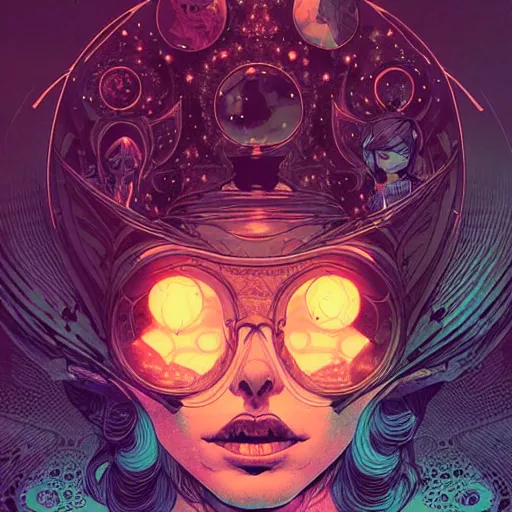 Image similar to cosmic portrait top light, by killian eng and joe fenton and martin deschambault and conrad roset, inspired by victorian vertigo comics, etching, fine, sharp high detail,