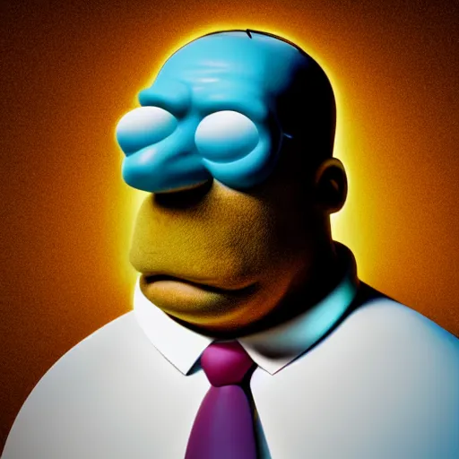 Image similar to portrait photo of homer simpson, color, studio lighting