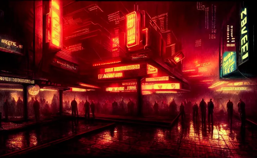 Image similar to blade runner in a dimly lit bar, fluorescent lighting, eerie, otherworldly atmosphere, detailed, photorealistic imagery, futuristic, intricate, detailed, photorealistic imagery, artstation