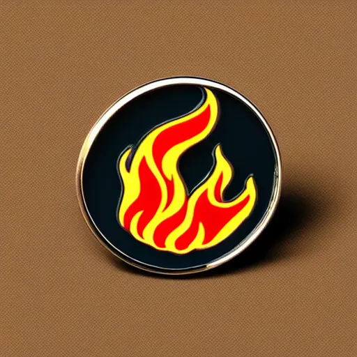Prompt: a retro minimalistic fire flame enamel pin, hd, concept art