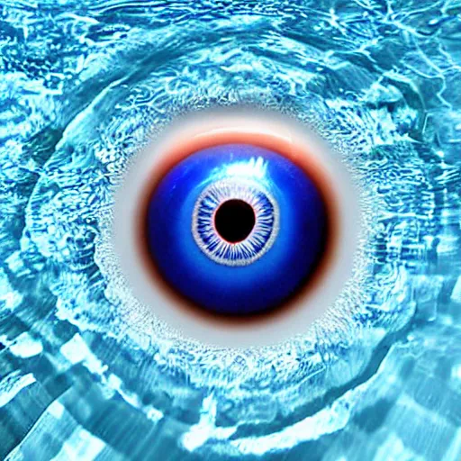 Prompt: eyeball that is a swimming pool, award winning photo, 3d art,