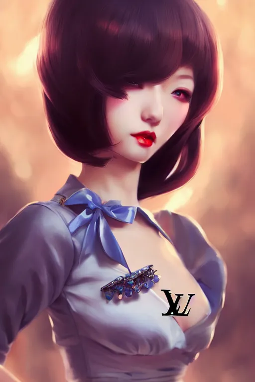 Image similar to a pin up and beautiful fashion charming dreamlke japan girl with lv jewelry, character art, art by artgerm lau and wlop and and ilya kuvshinov and john singer sargent, hyperdetailed, 8 k realistic, symmetrical, frostbite 3 engine, cryengine, dof, trending on artstation, digital art