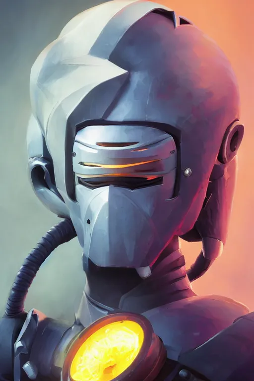 Image similar to epic mask helmet robot ninja portrait stylized as fornite style game design fanart by concept artist gervasio canda, behance hd by jesper ejsing, by rhads, makoto shinkai and lois van baarle, ilya kuvshinov, rossdraws global illumination radiating a glowing aura global illumination ray tracing hdr render in unreal engine 5