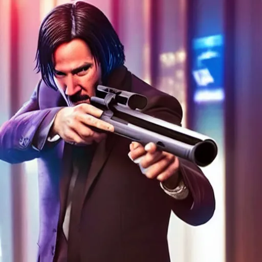 Prompt: john wick holding ar15 at a night club, 8k,