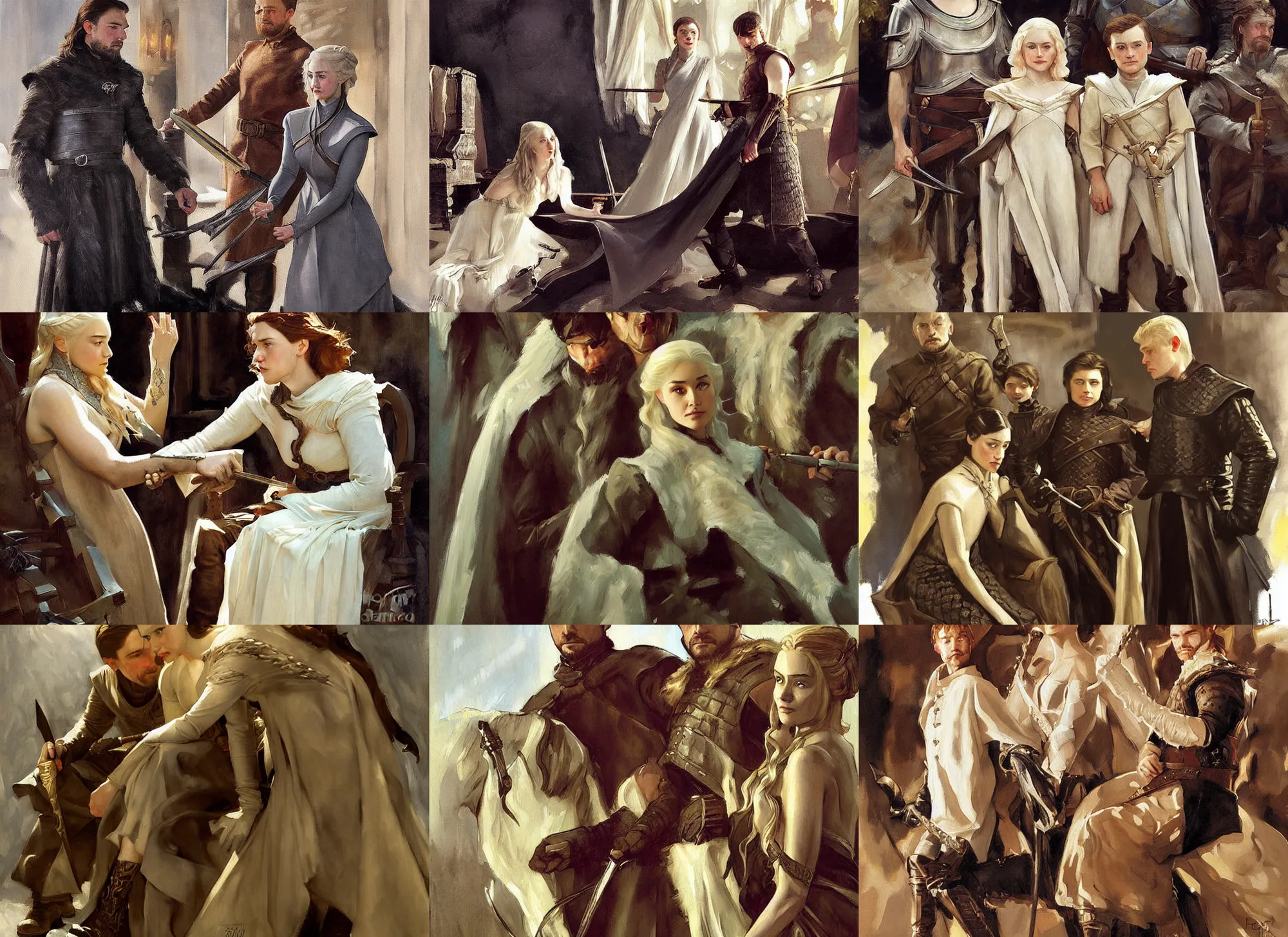 Prompt: game of thrones painting by sargent and leyendecker