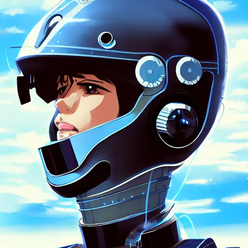 Image similar to portrait of robot pilot george patton, anime fantasy illustration by tomoyuki yamasaki, kyoto studio, madhouse, ufotable, trending on artstation