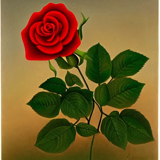 Image similar to a red rose by henri rousseau