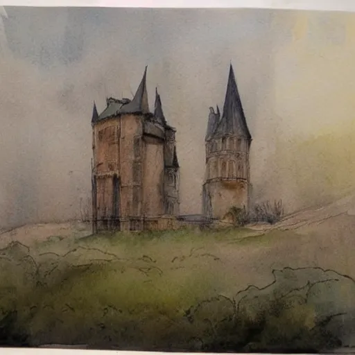 Prompt: ((((((((((((watercolor sketch)))))))))))) of a (((((((watercolor sketch of Gothic revival castle gatehouse))))))) . muted colors. by Jean-Baptiste Monge !!!!!!!!!!!!!!!!!!!!!!!!!!!!!!!!!!!!!!!!