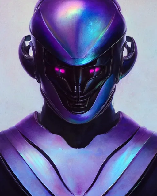 Image similar to character concept of iridescent sinewy smooth male muscular sleek glossy indigo black pearlescent scifi armor with smooth black featureless helmet, by greg rutkowski, mark brookes, jim burns, tom bagshaw, magali villeneuve, trending on artstation