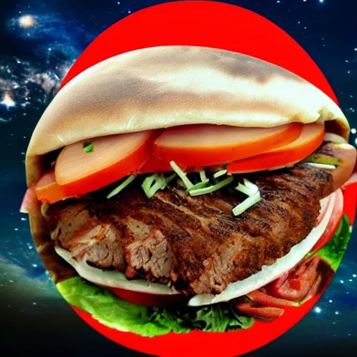 Image similar to Döner kebab in space
