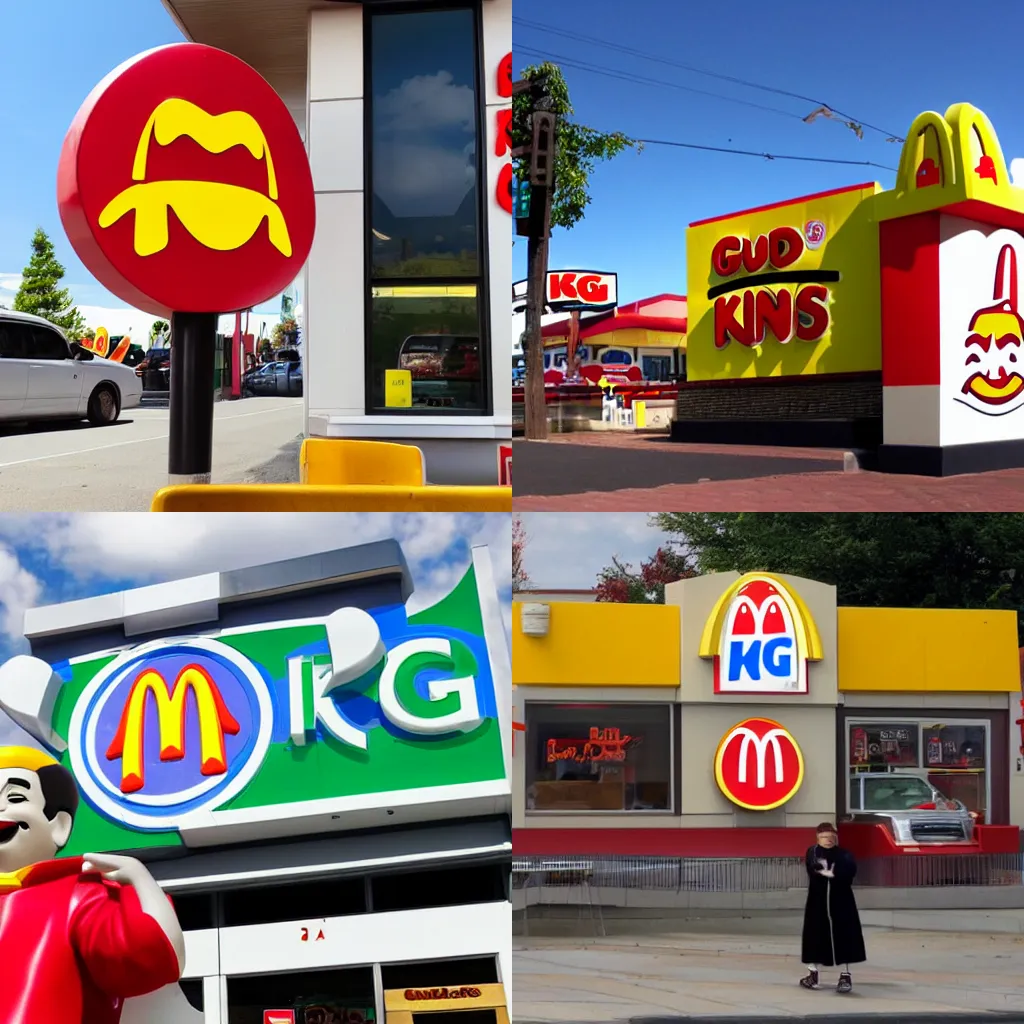 Prompt: god eating a big mac at burger king in front of Ronald McDonald