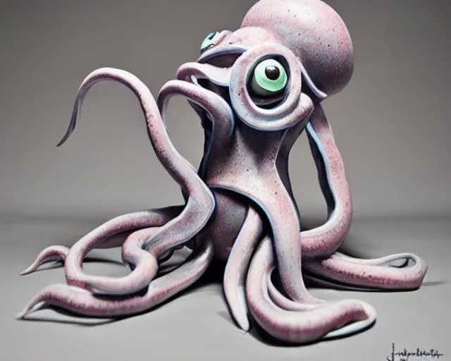 Prompt: Adorable squid kraken sculpture by james jean, photorealism