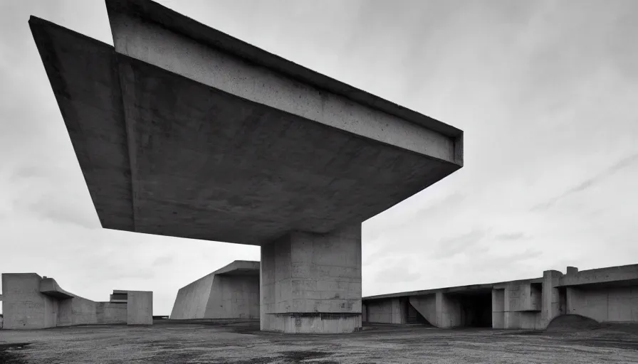 Image similar to big brutalist military base on clliffs, drawing architecture, very long shot, top angle, pritzker architecture prize, science fiction