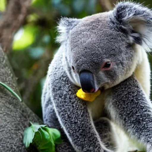 Image similar to a koala eating a taco