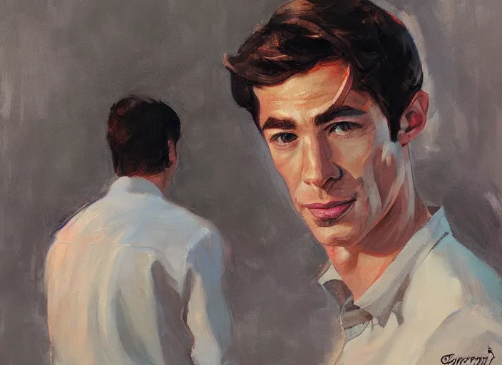 Prompt: a highly detailed beautiful portrait of barry allen, by gregory manchess, james gurney, james jean