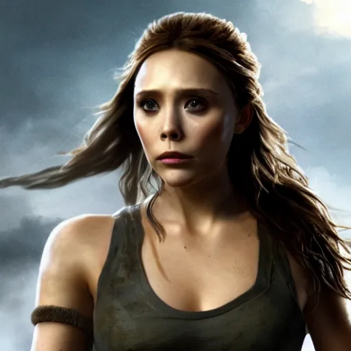 Prompt: Elizabeth Olsen as Tomb Raider