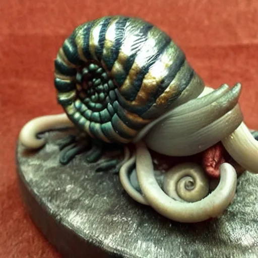 Prompt: snail with the head of count orlok on each tentacle, extremely detailed!!!!