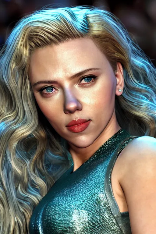 Image similar to scarlett johansson in a mermaid outfit fantasy, highly detailed face, 8 k