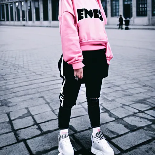 Image similar to photo of a female streetwear blogger in berlin from the year 1925, Fullbody color wideangle mediumshot dolly camera 4k 8k 130mm hd detailed, photo looks like it was taken in 2022