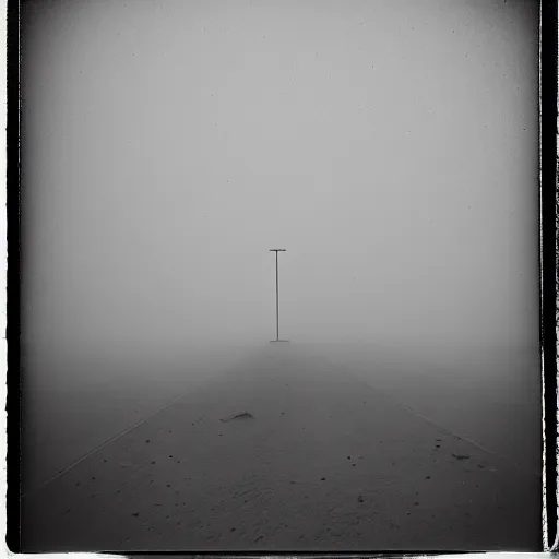 Image similar to you are alone at the end of the time, desolation, polaroid, empty, foggy