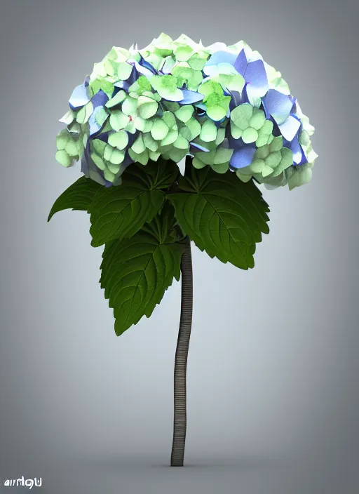 Prompt: an isolated hydrangea plant, 3 d render, art nouveau dark outlines, ultra realistic, masked transparent flat background, popular on sketchfab, pixelsquid, 8 k, volumetric lighting, super focused, no blur, trending on artstation, octane render, ultra detailed, hyperrealistic, by artgerm and greg rutkowski and alphonse mucha