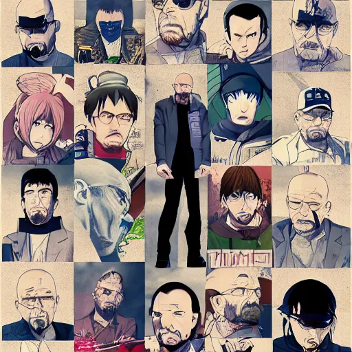 Image similar to walter white anime poster art, 4 k