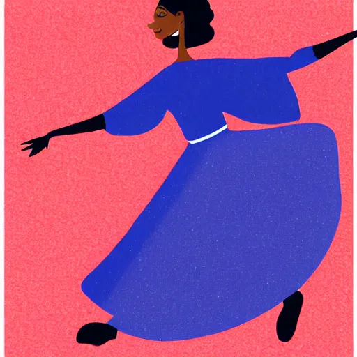 Image similar to a cartoon illustration of a beautiful woman dancing