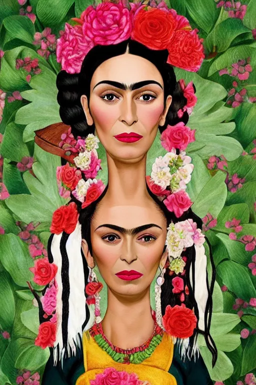 Image similar to Cher in Frida Kahlo style, highly detailed,