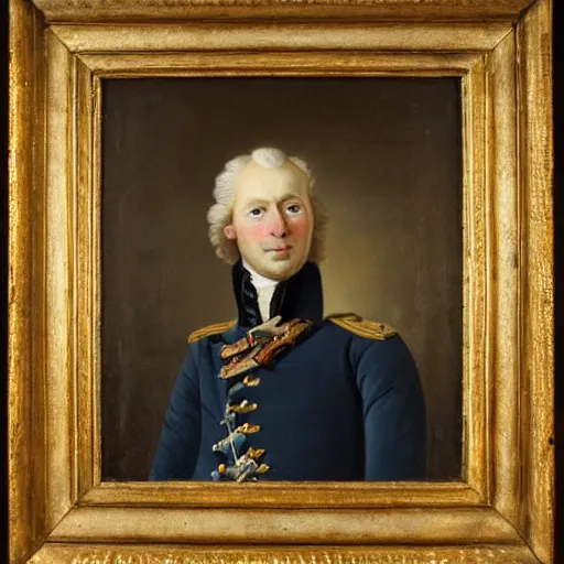 Image similar to A portrait of the Swedish war hero, naval officer Erik Hare, who is a rabbit, oil painting from 1787