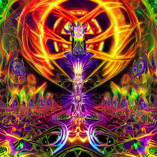 Prompt: the Clockwork Elves of the psychedelic DMT realm