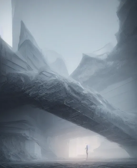 Image similar to surreal romantic prometheus horizontal white exploration base, building architecture by ruan jia, futuristic blame, white architecture in the beach in iceland, foggy, highly detailed, digital painting, arstation, concept art, hyperealistic octane render, unreal engine