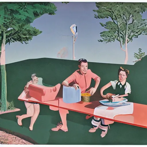 Image similar to 1 9 5 0 s suburbia by neo rauch