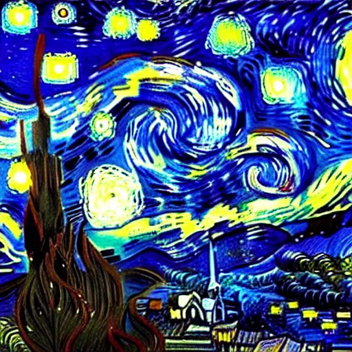 Prompt: Portrait photograph of Gal Godot Starry Night Wonder Woman by van Gogh