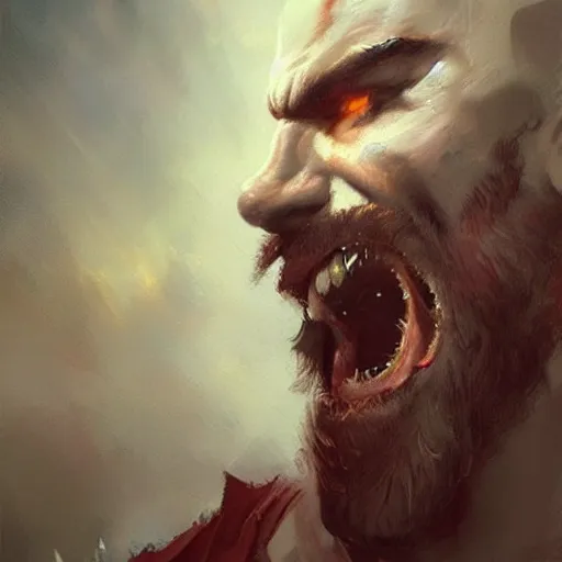 Prompt: oil painting of kratos with a juicy hair trending on artstation by greg rutkowski