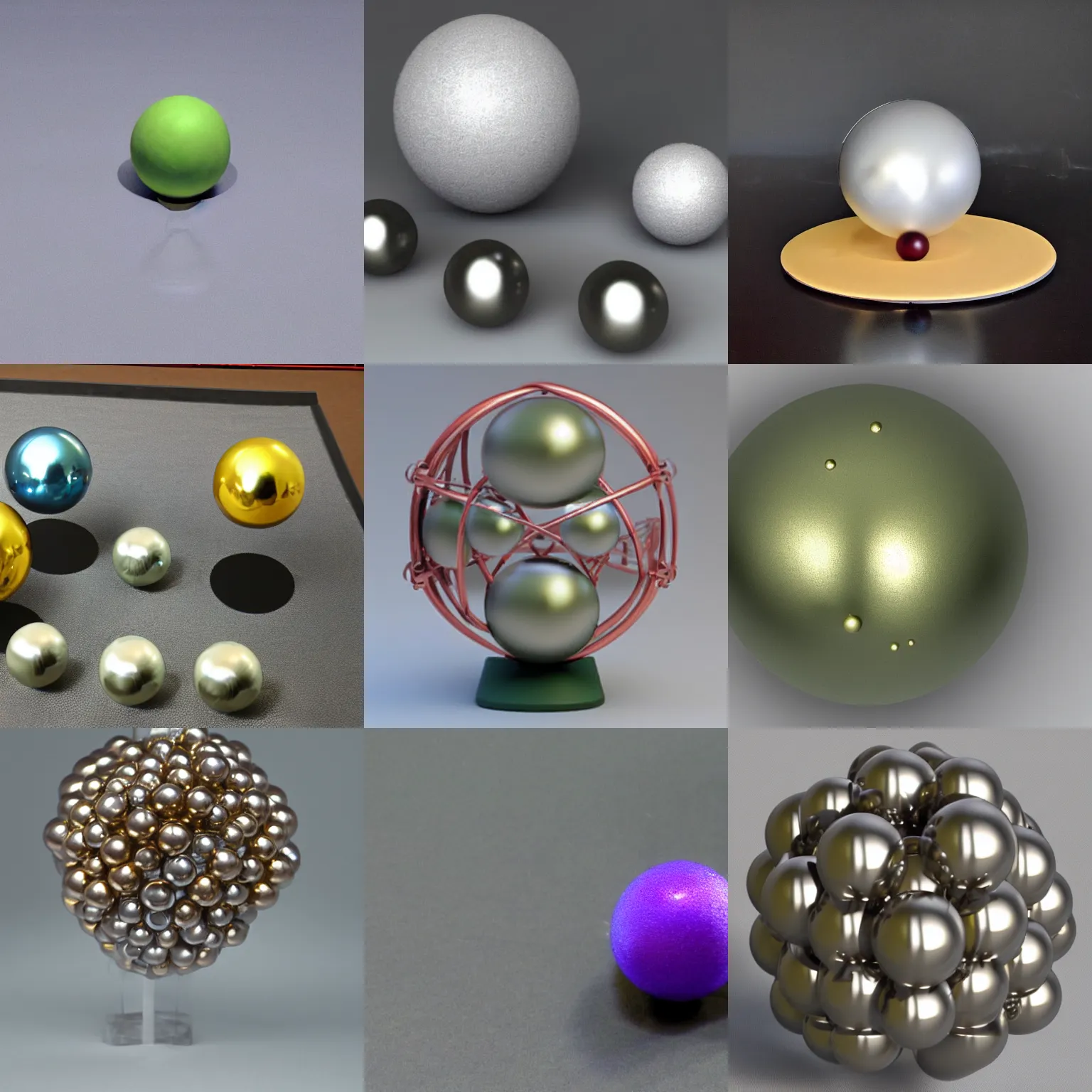 Prompt: model of atom with metallic spheres