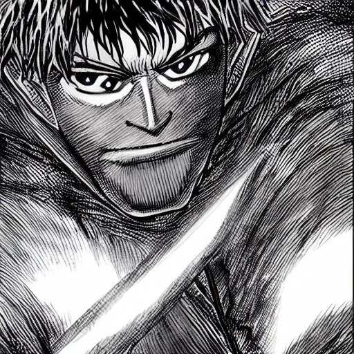 Image similar to gigachad reads manga berserk in the style of kentaro miura, 4 k, 8 k, absolute detail of even the smallest details and particles, beautiful shadows, beautiful art, black and white drawing