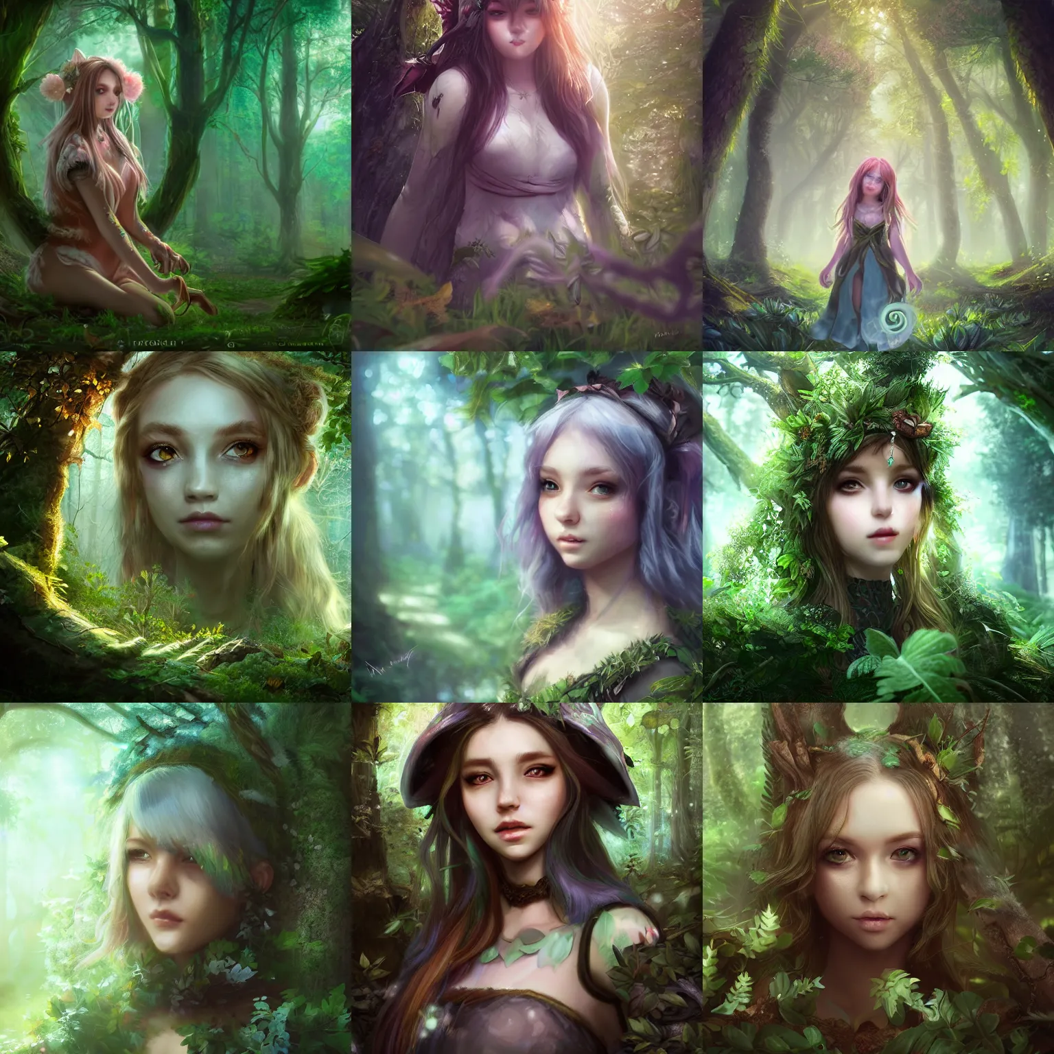 Prompt: portrait of an extremely cute alraune in a forest, beautiful, dnd, fantasy, mystical, magical aesthetics, illustration, leafy, photorealistic, soft lighting, unreal engine, matte painting 4 k,