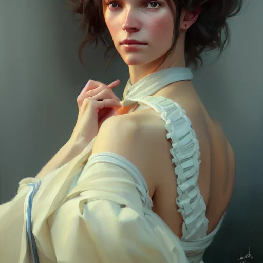 Prompt: a portrait painting of julia dietze in the oil painting unreal 5 daz. rpg portrait, extremely detailed artgerm greg rutkowski alphonse mucha vladimir volegov