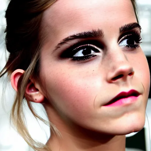 Image similar to emma watson Heavy Contour makeup look eye shadow smokey eyes fashion model face by artgem