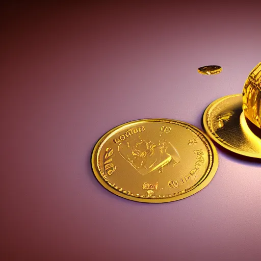 Image similar to dollar bill giving birth to golden coins, 3 d, octane render, 8 k