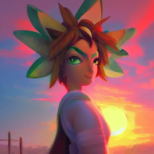 Image similar to portrait, palutena from smash, surreal photography, sunrise, blue sky, dramatic light, impressionist painting, digital painting, artstation, simon stalenhag