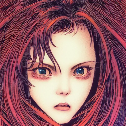 Image similar to closeup of girl from 8 0 s, by yoichi hatakenaka, masamune shirow, josan gonzales and dan mumford, ayami kojima, takato yamamoto, barclay shaw, karol bak