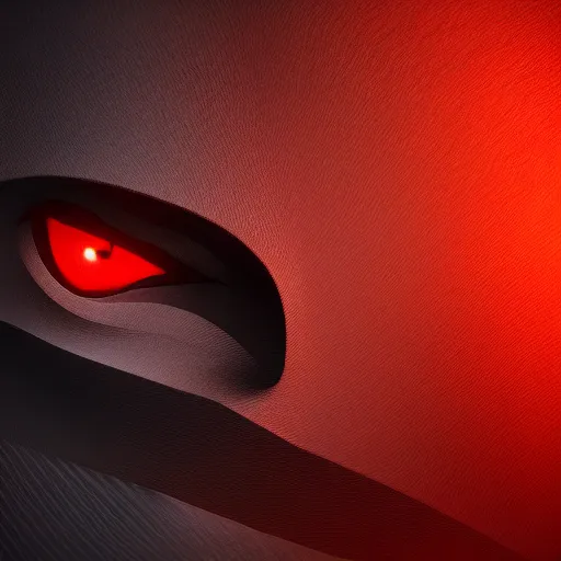 Image similar to abstract shadow demon with wings red hunter eyes, highly realistic photo realistic octane render blender highly detailed 8 k