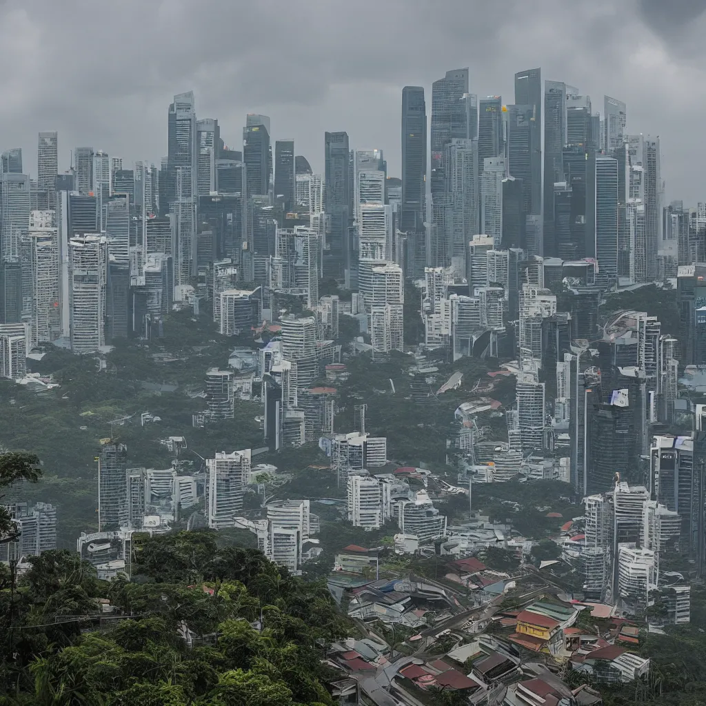 Prompt: singapore, post - apocalyptic