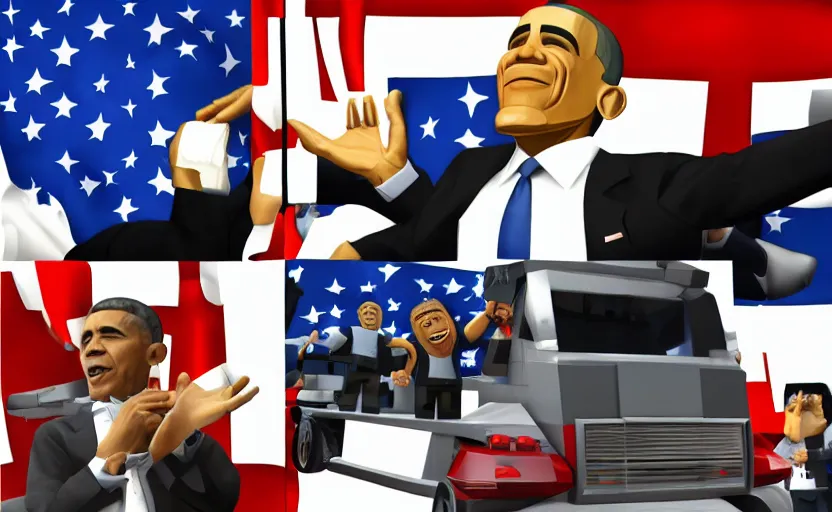 Image similar to obama in the style of roblox