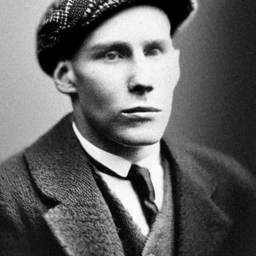 Prompt: A photograph portrait of Jerma985 wearing a newsboy cap in the early 1900s, taken in the early 1900s, grainy, taken on a early 1900s Kodak Camera, realistic, hyperrealistic, very realistic, highly detailed, very detailed, extremely detailed, detailed, digital art, trending on artstation