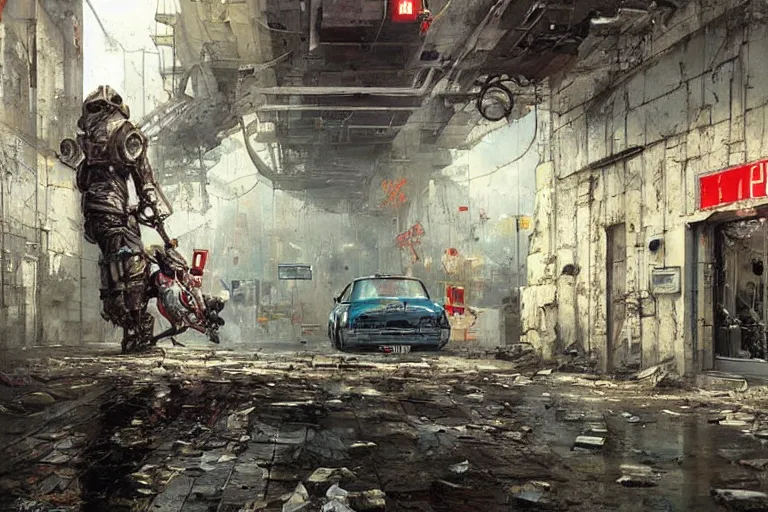 Image similar to derelict soviet cyber street cinematic clean art darek zabrocki,